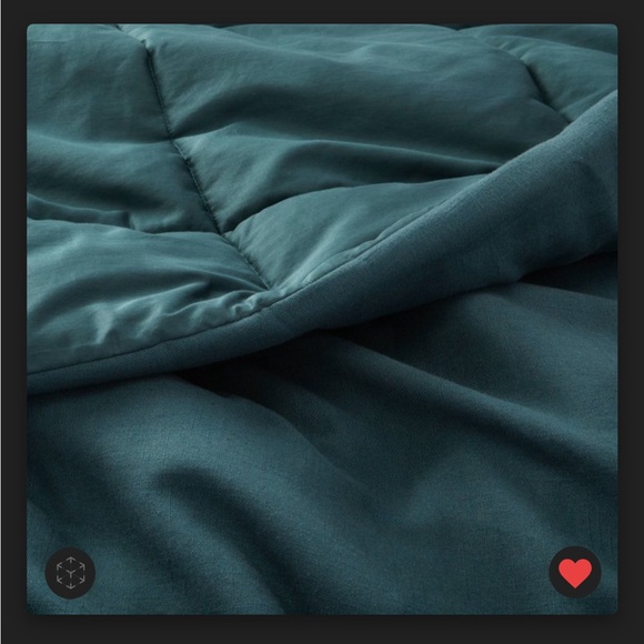 SOLD Casaluna Heavyweight Linen Dark Teal Blue Queen Size Comforter - Picture 3 of 5